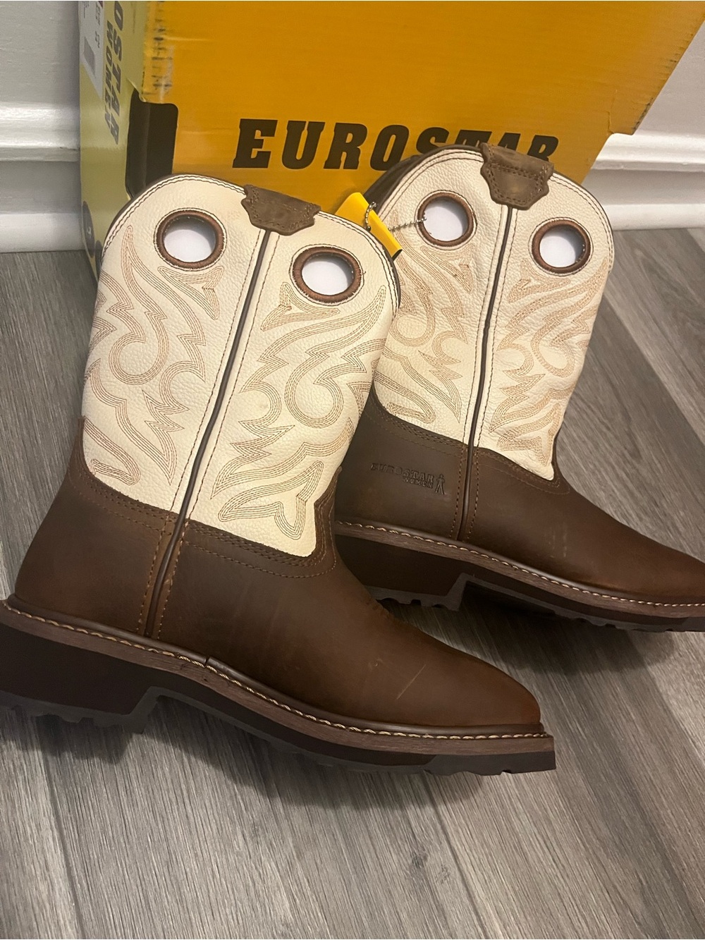 Eurostar Olivia Embroidered
Western Boots Brown White Leather
Womens